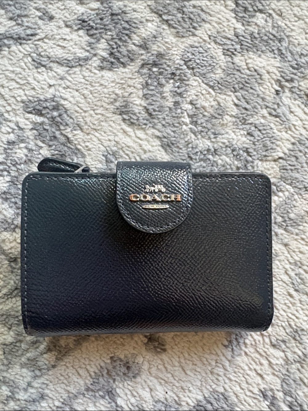 Coach Black Leather Card & Key Holder with Gold Logo